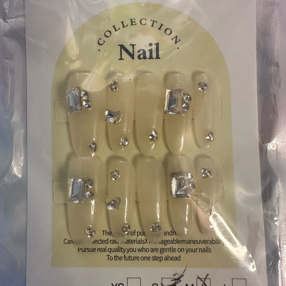 Elegant Nudish Handmade Press-On Nails w/ Jewels ✨